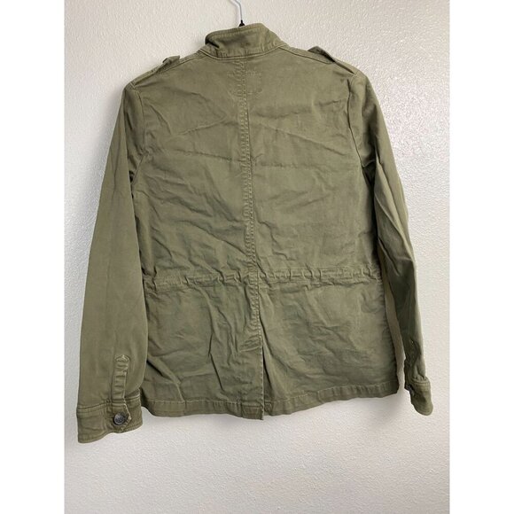 Lucky Brand Womens Barn Chore Jacket Size Medium Olive Green Utility Cargo Zip - Picture 2 of 12